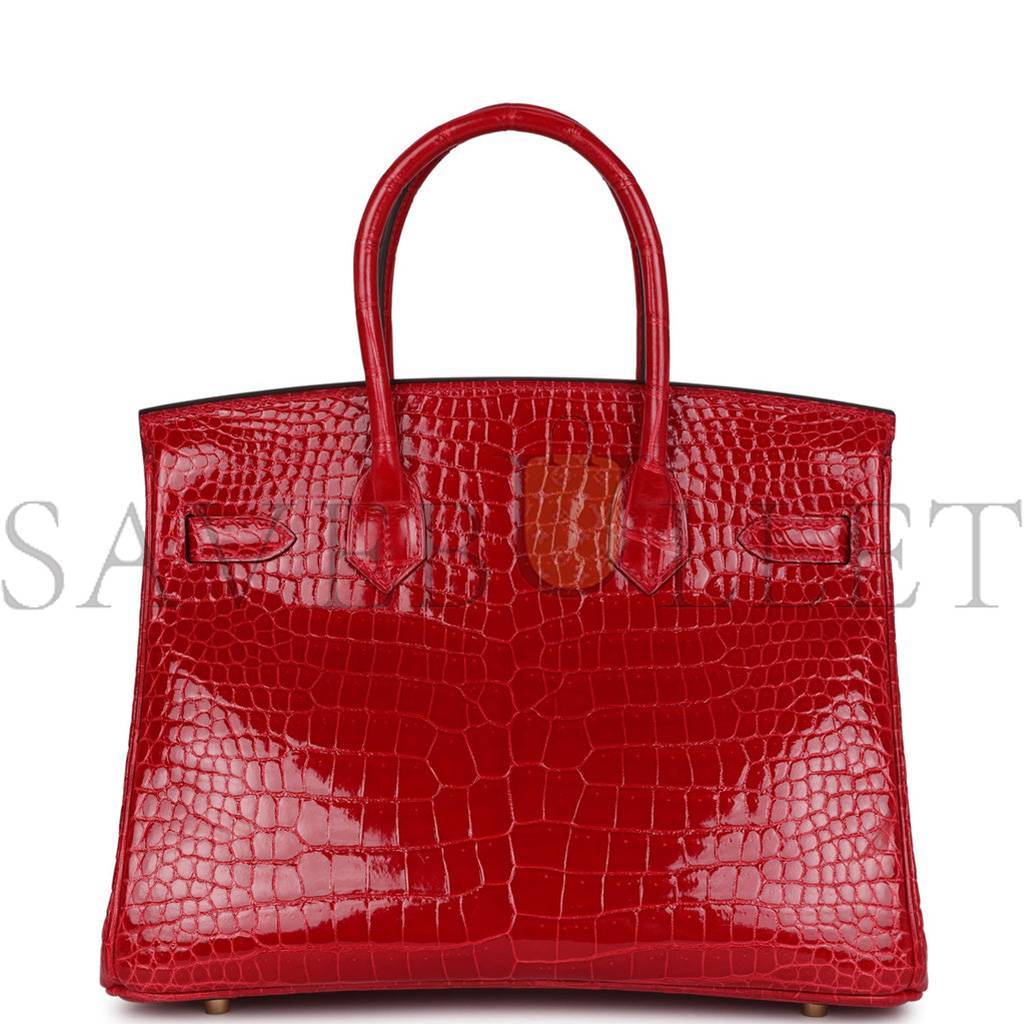 HERMES BIRKIN 30 BRAISE SHINY POROSUS CROCODILE GOLD HARDWARE (30*22*16cm)